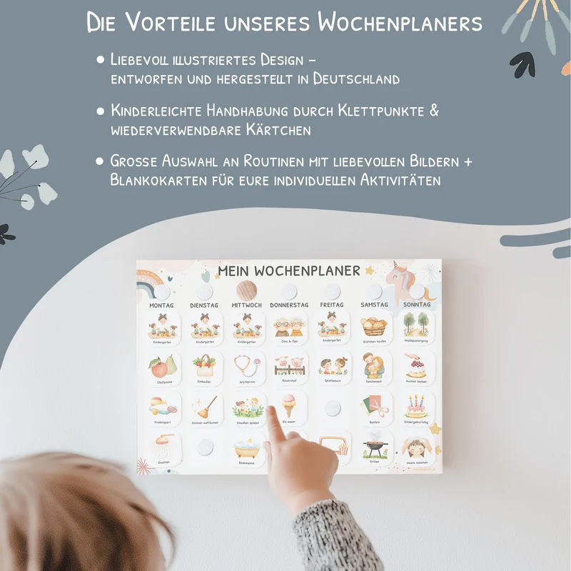 Wochenplaner Kinder inkl. 350 Routinekärtchen - Einhorn