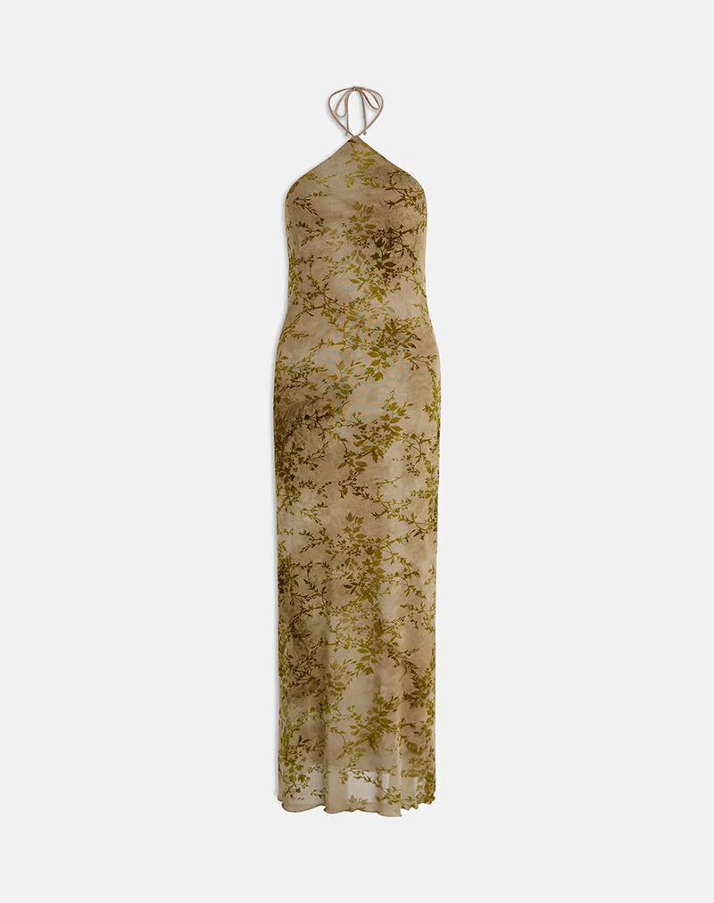 Rabika Maxikleid aus gebranntem Samt Grün