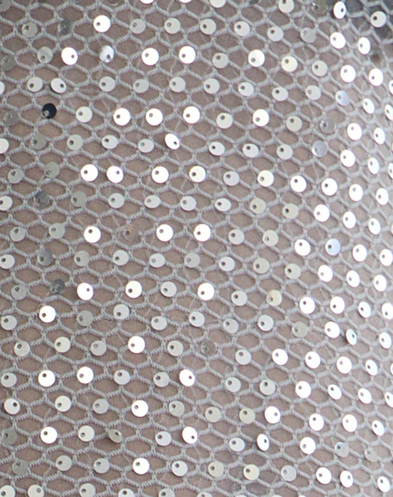 Dudley Vest Top aus Paillettenstrick in Dunkelsilber