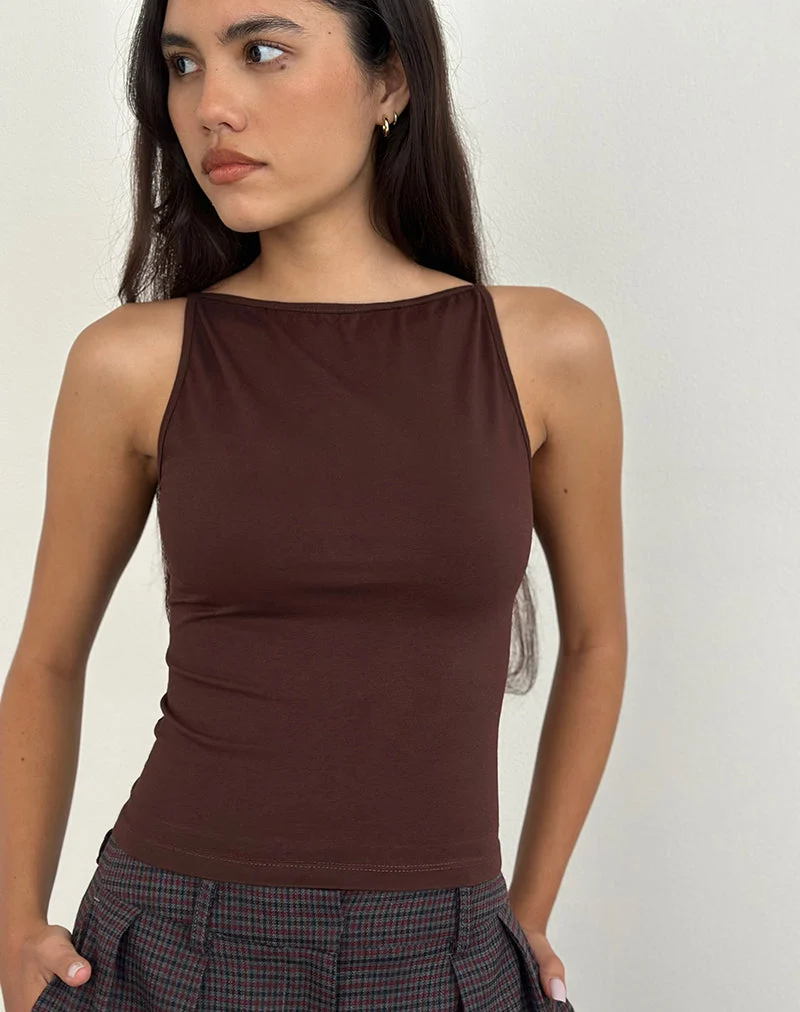 Dudley Vest Top aus Jersey Bitter Chocolate