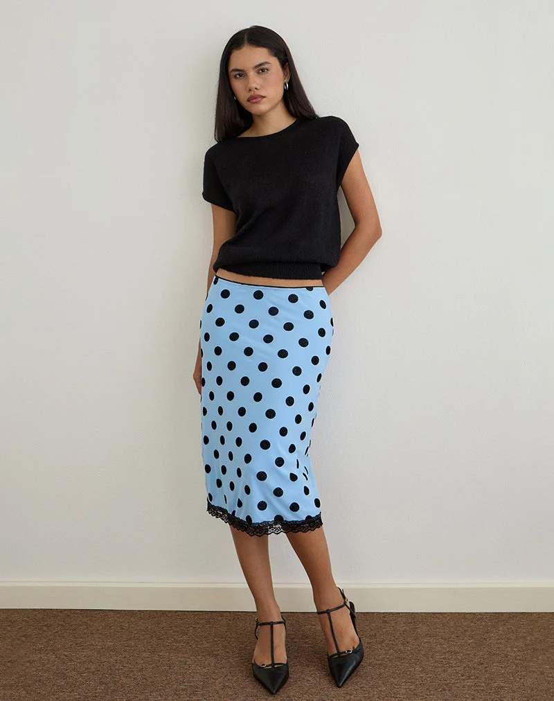 Gamila Midirock in Blau mit Polka Space Schwarz