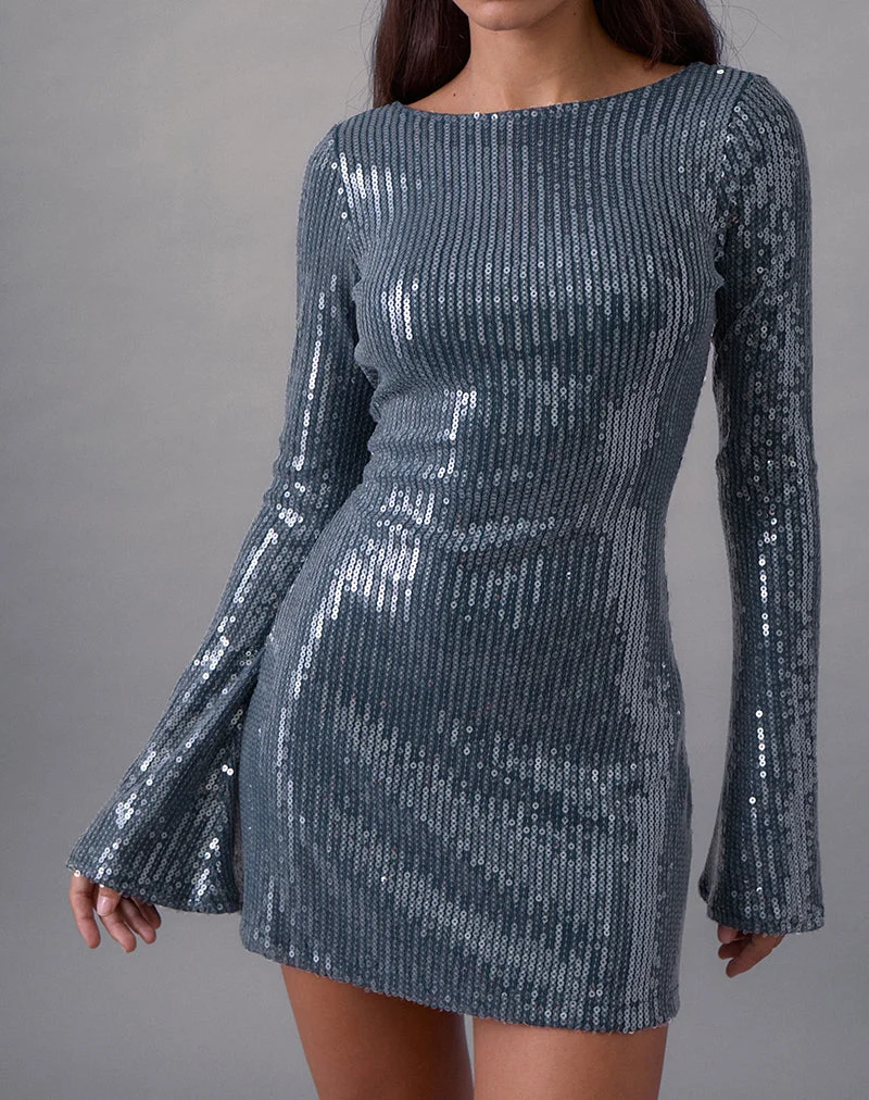 Kimberly Minikleid aus Pailletten in dunklem Teal