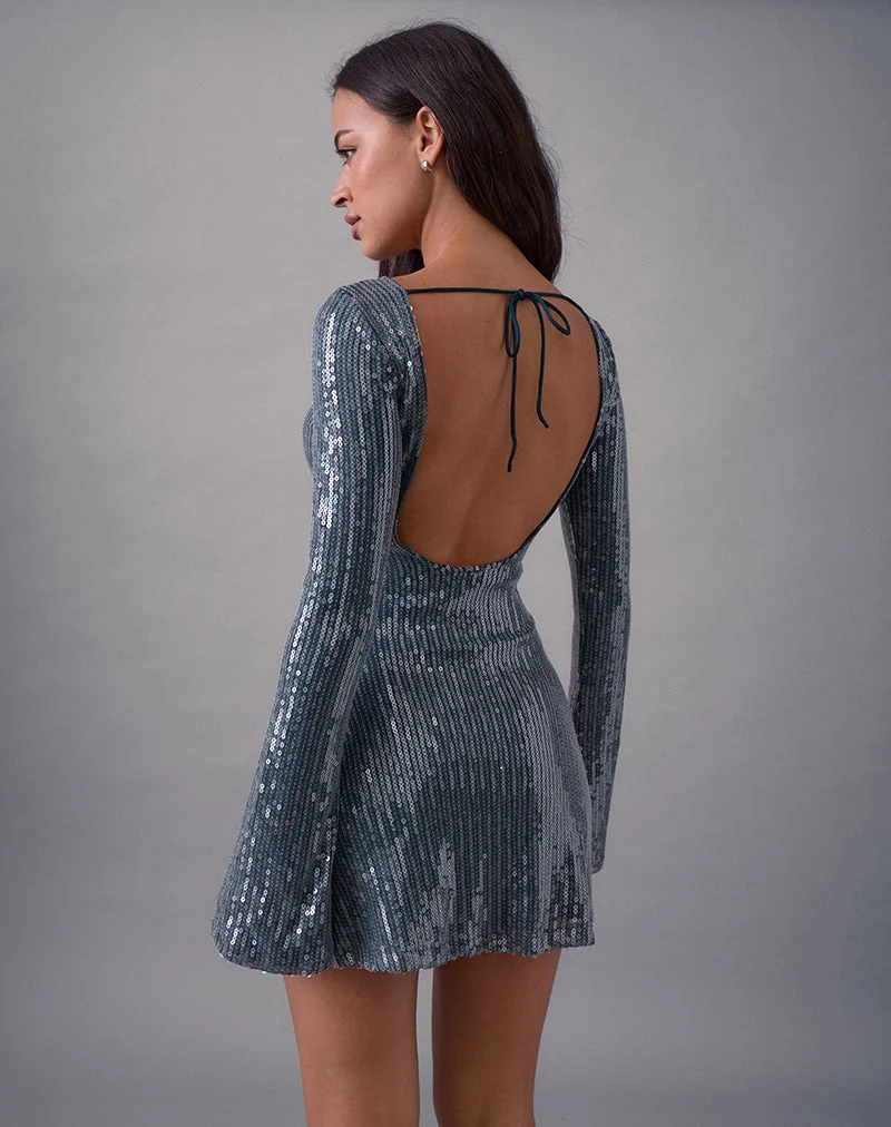 Kimberly Minikleid aus Pailletten in dunklem Teal