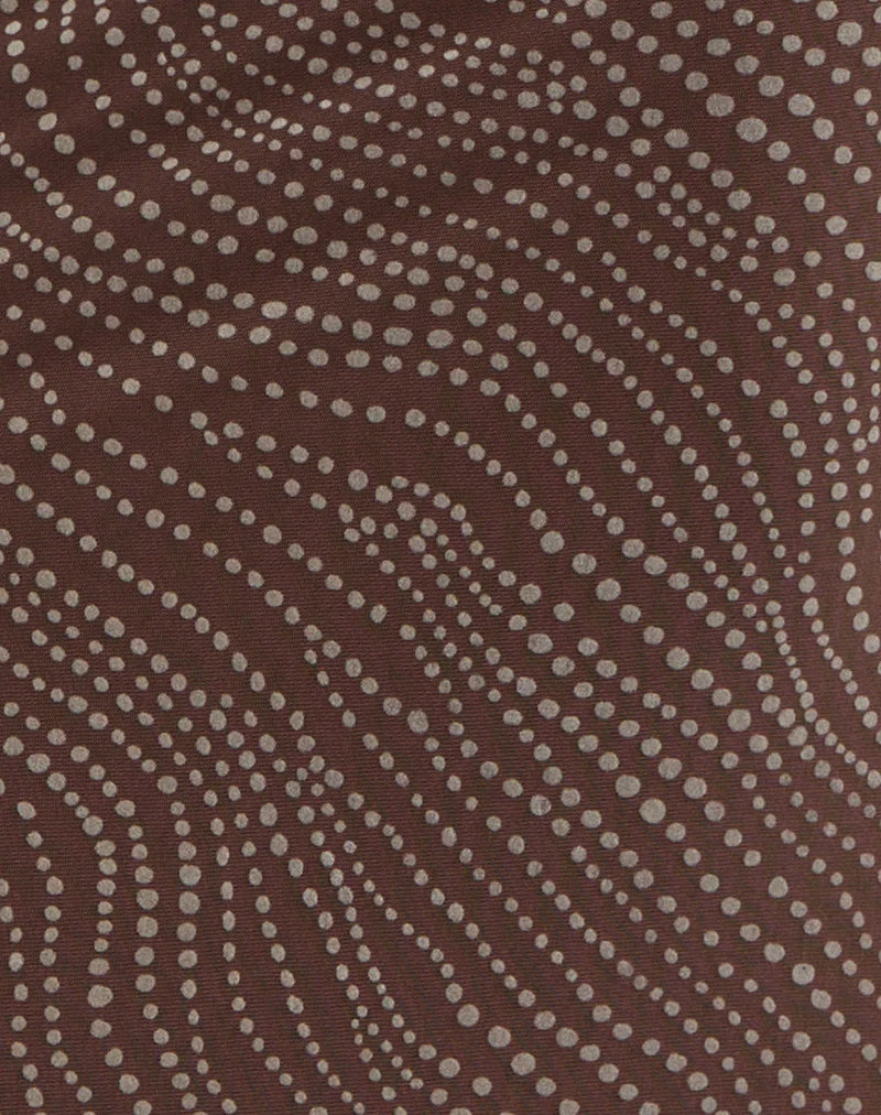 Badilah Top aus abstraktem Polka Flock Braun