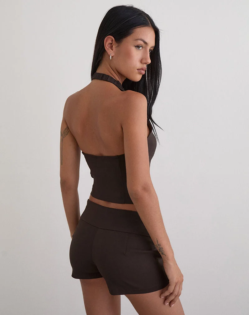 Ronin Top mit Spitzenbesatz Tailoring Braun