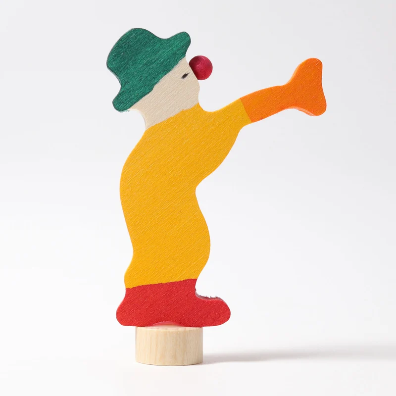 Grimms 03830 Steckfigur Clown mit Trompete, Geburtstagsstecker