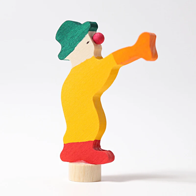 Grimms 03830 Steckfigur Clown mit Trompete, Geburtstagsstecker