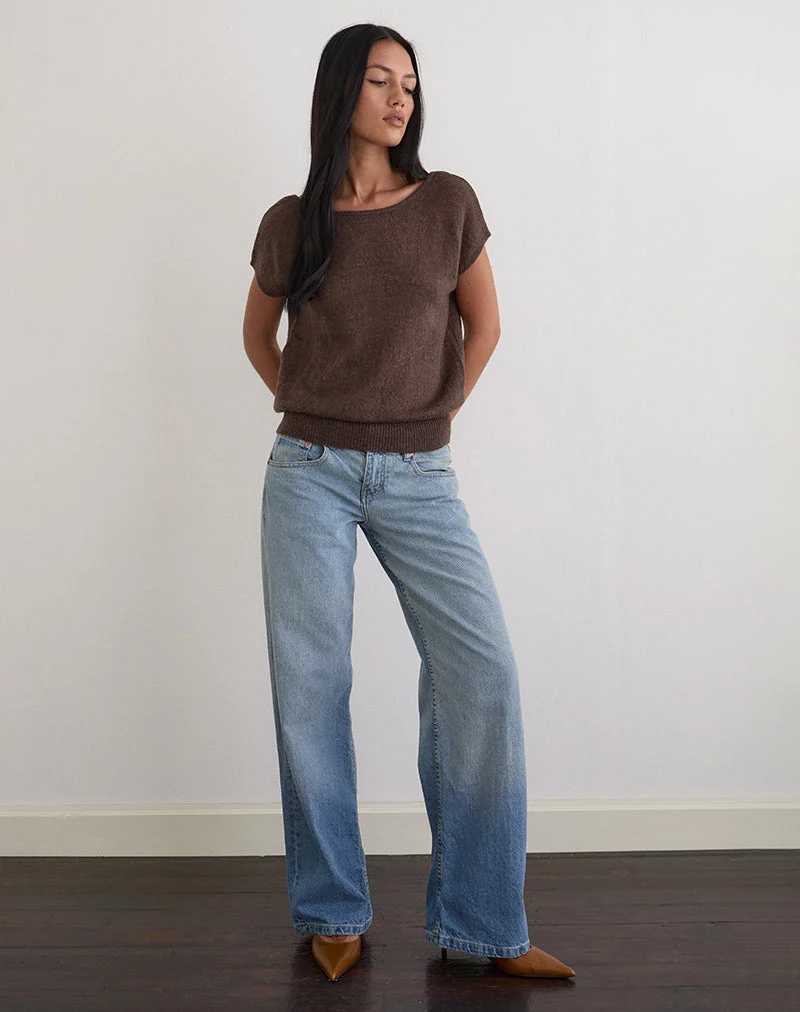 Sinda Scoopback Top aus Strick in Dunkelbraun