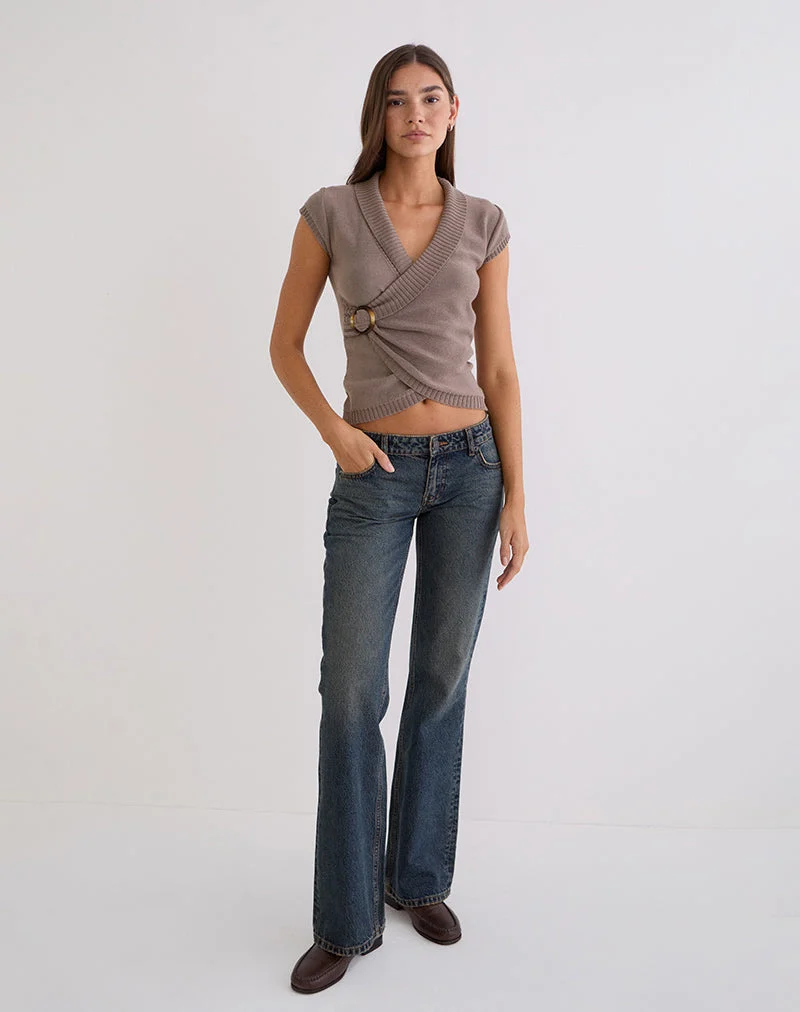 Malya Top mit Schnalle aus Strick in Taupe