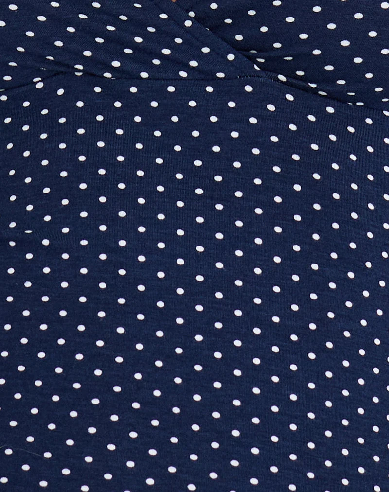 Lobos Crossover-Oberteil aus Jersey Micro Polka Navy