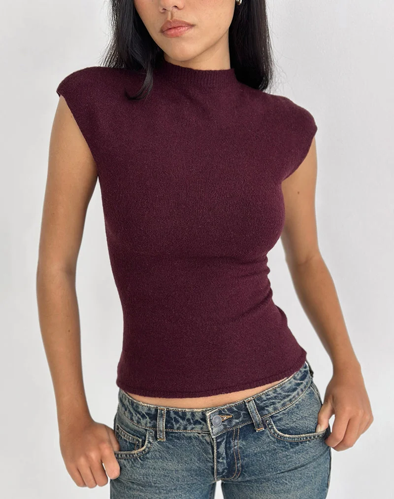 Hanuva Top aus Strick in Beere