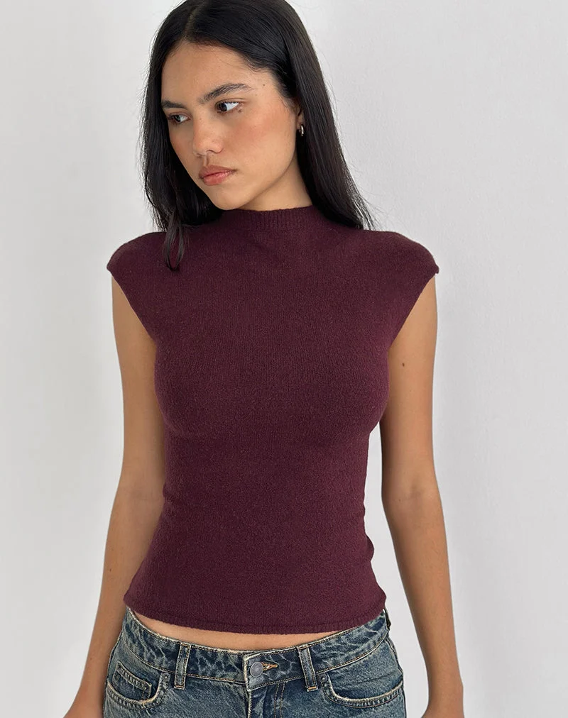 Hanuva Top aus Strick in Beere