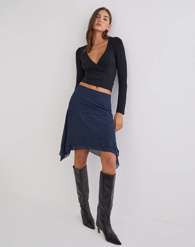 Marella Midirock aus Chiffon in Blau Graphit