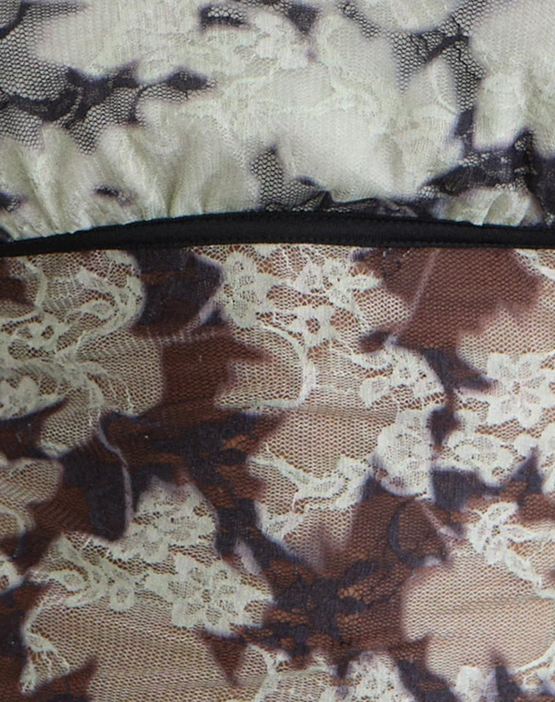 Laluna Top in Silhouette Leaf Elfenbein Schwarz