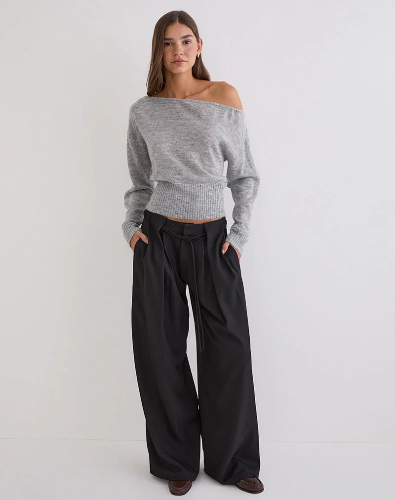 Rivela Hose mit Bindegürtel in Schwarz