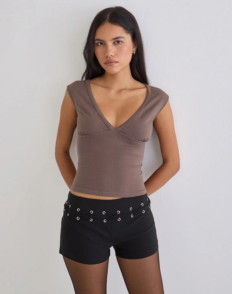 Emberly Plunge Top in Kaffee-Quarz