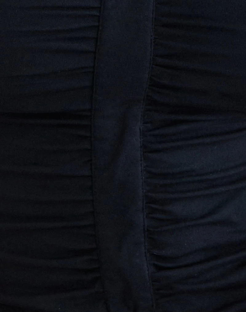 Atheia Top mit V-Ausschnitt aus Rayon-Jersey, schwarz