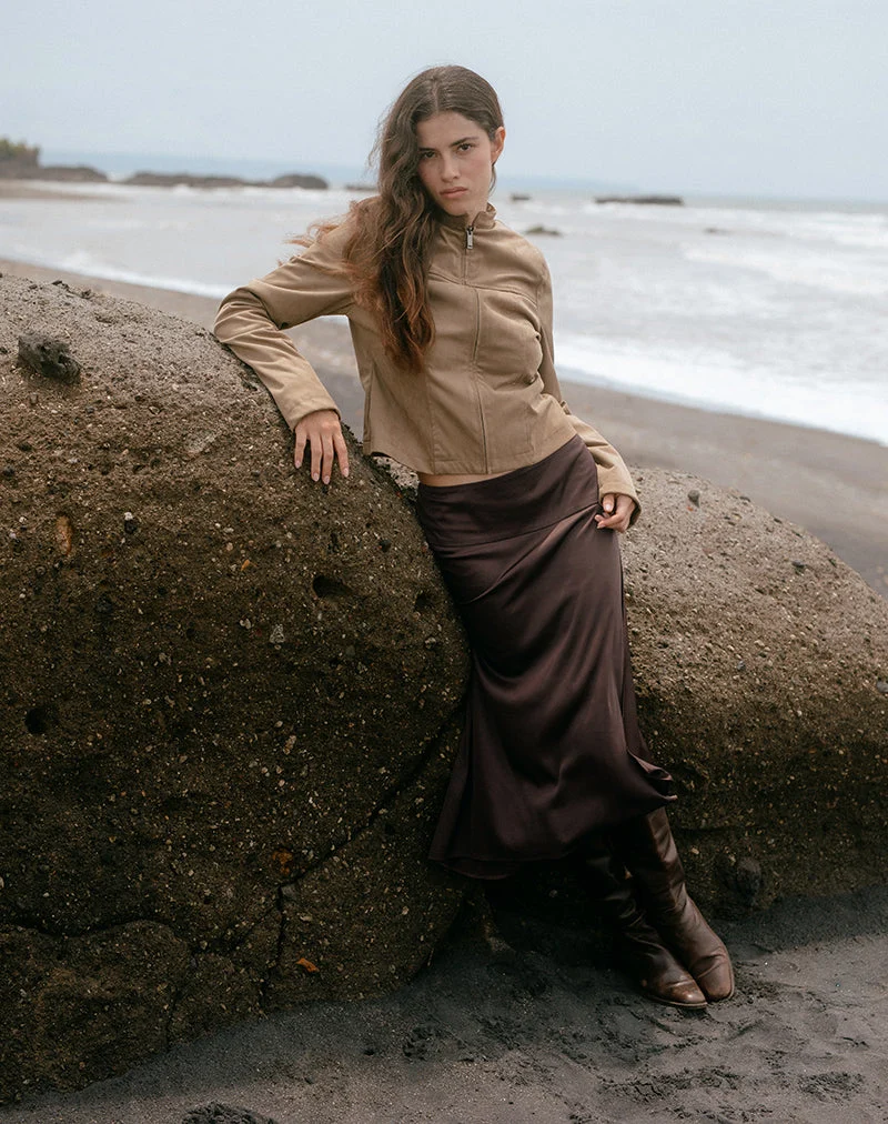 Manyala Midirock aus Satin in Dunkelbraun