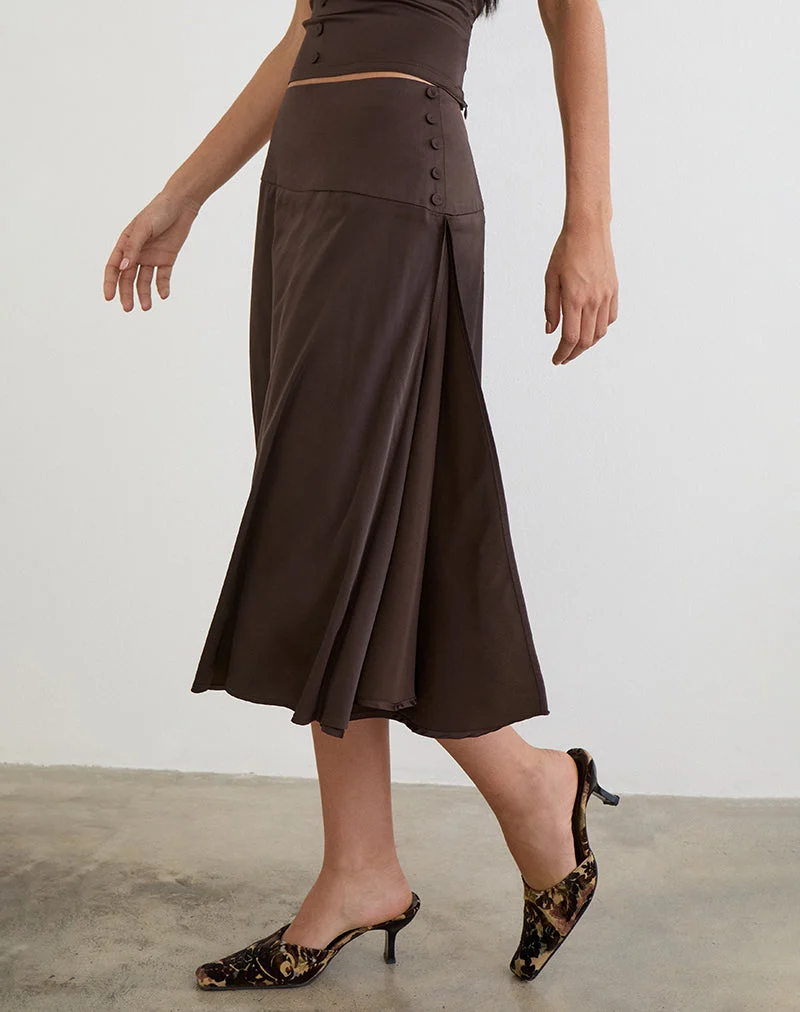 Manyala Midirock aus Satin in Dunkelbraun