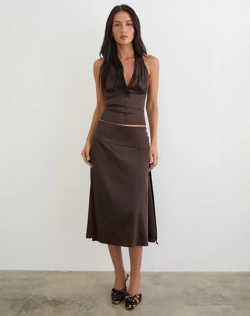 Manyala Midirock aus Satin in Dunkelbraun