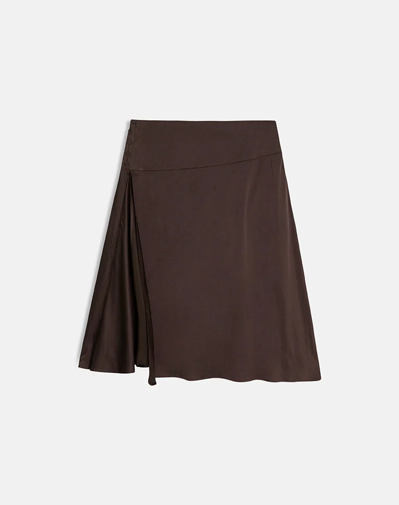 Manyala Midirock aus Satin in Dunkelbraun