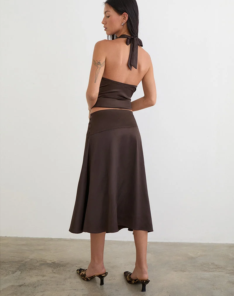 Manyala Midirock aus Satin in Dunkelbraun