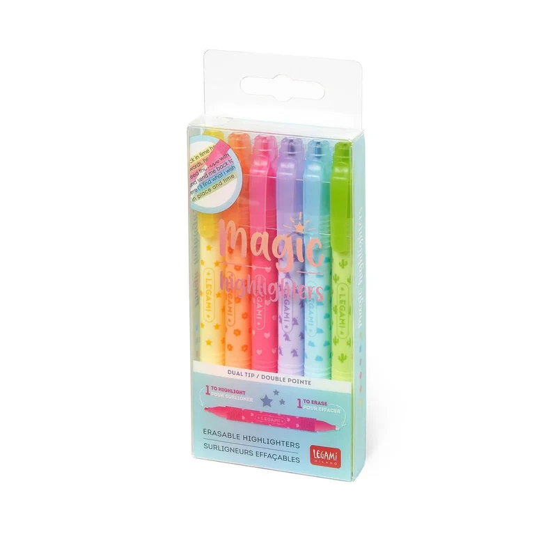 Magic Highlighters - Set mit 6 löschbaren Textmarkern