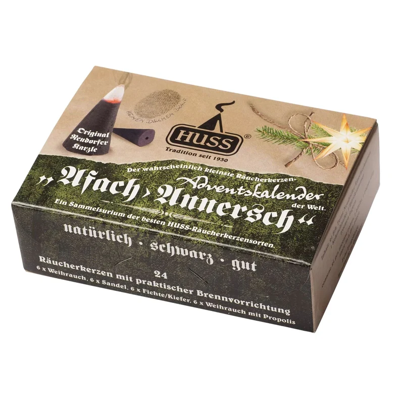 Adventskalender Räucherkerzen "Afach Annersch"