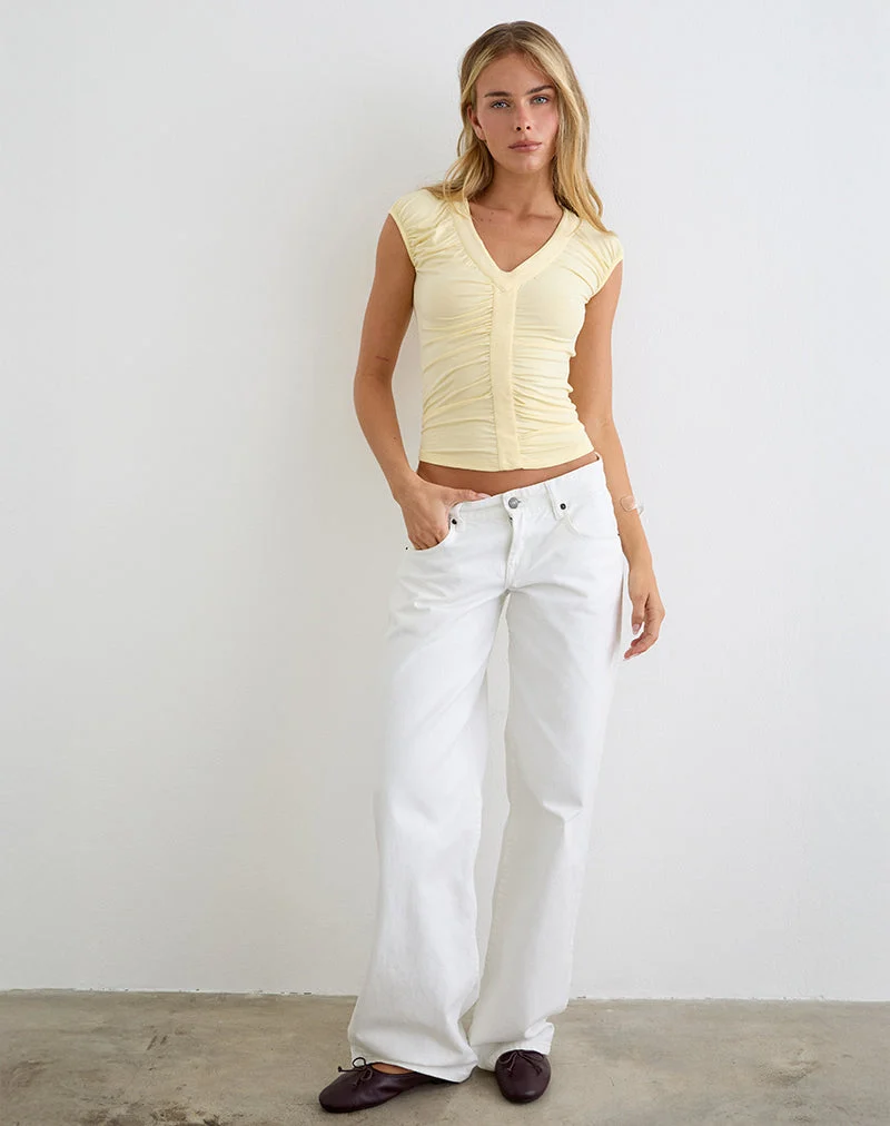 Atheia Top mit gerafftem V-Ausschnitt aus Rayon-Jersey in der Farbe „Lemon“