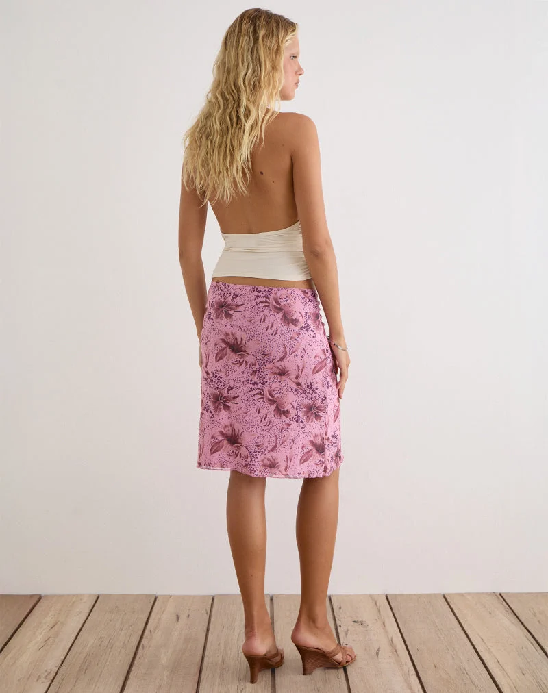 Asiki Midirock aus Mesh, Animal-Print, Lily Mauve