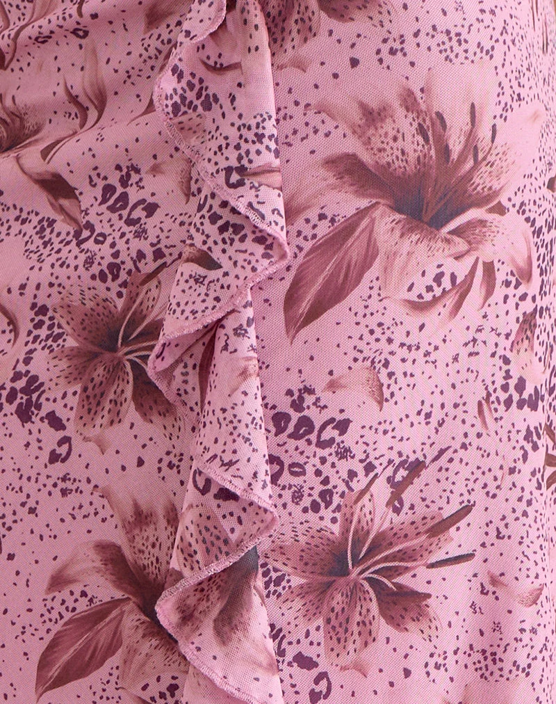 Asiki Midirock aus Mesh, Animal-Print, Lily Mauve