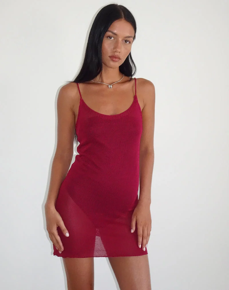 Chiara Minikleid aus transparentem Strick Rot
