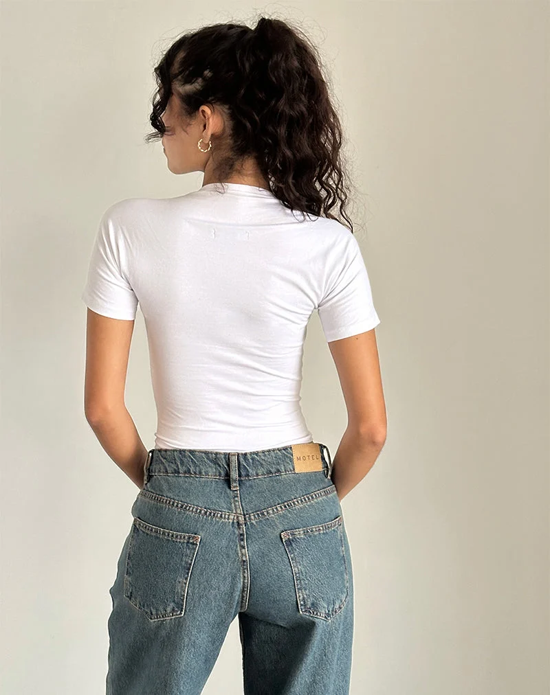 Reqla Top in Weiß mit Spitzenbesatz