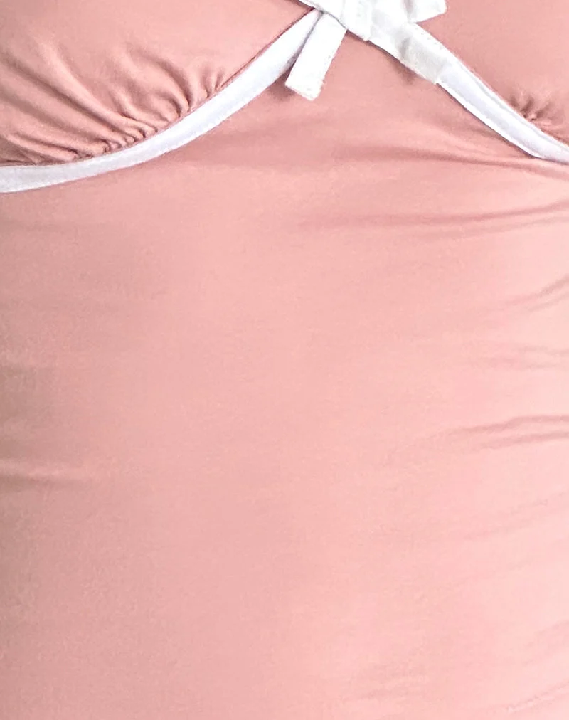 Tasina Top in Pink Lady mit weißer Bindung