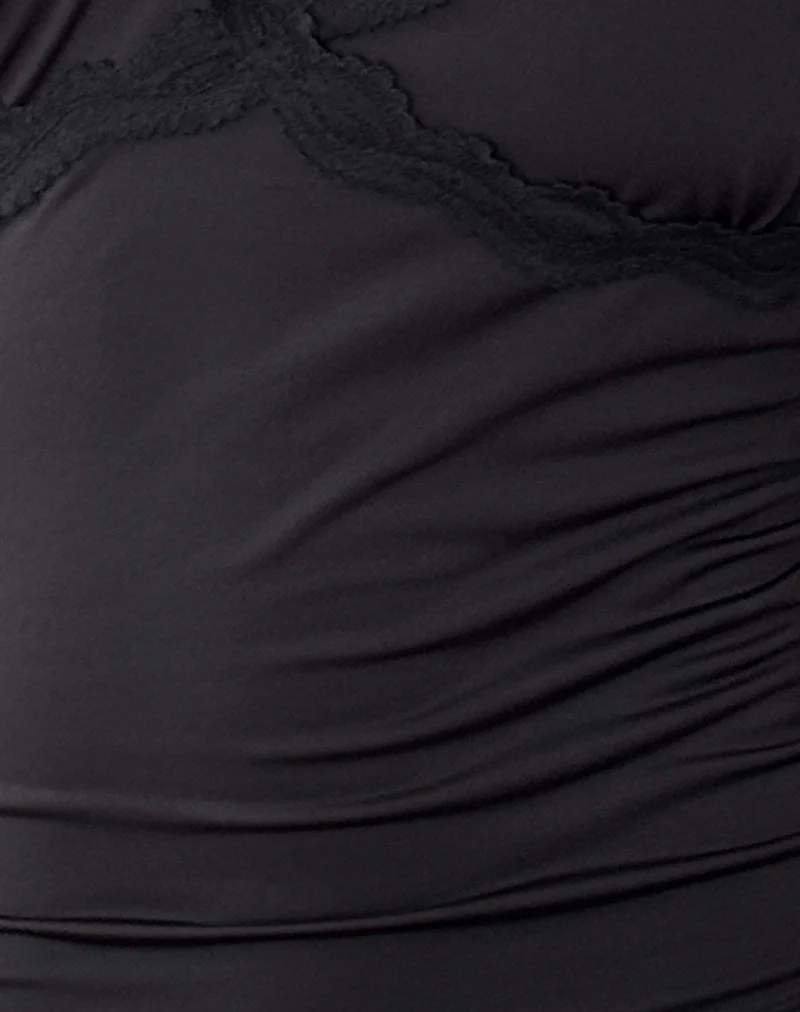 Carolina One Shoulder Top in Schwarz