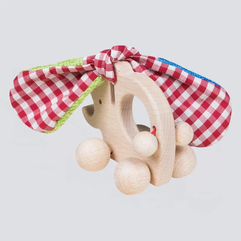 Efie Holzgreifling Elefant blau/grün mit Rollen
