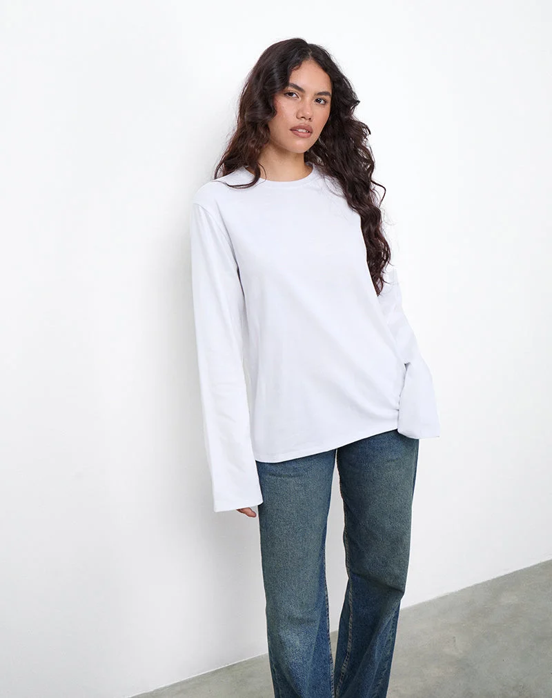 OB Oversized Langarm-Top in Weiß