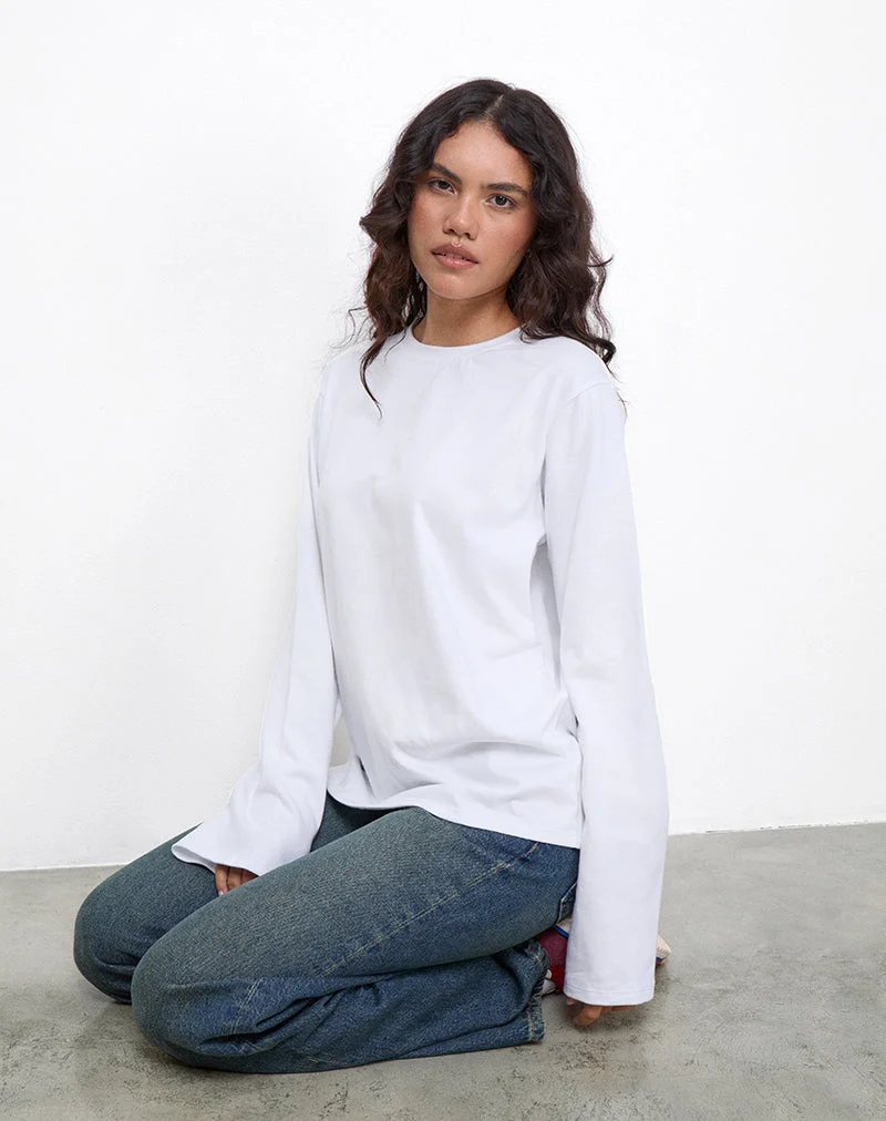 OB Oversized Langarm-Top in Weiß