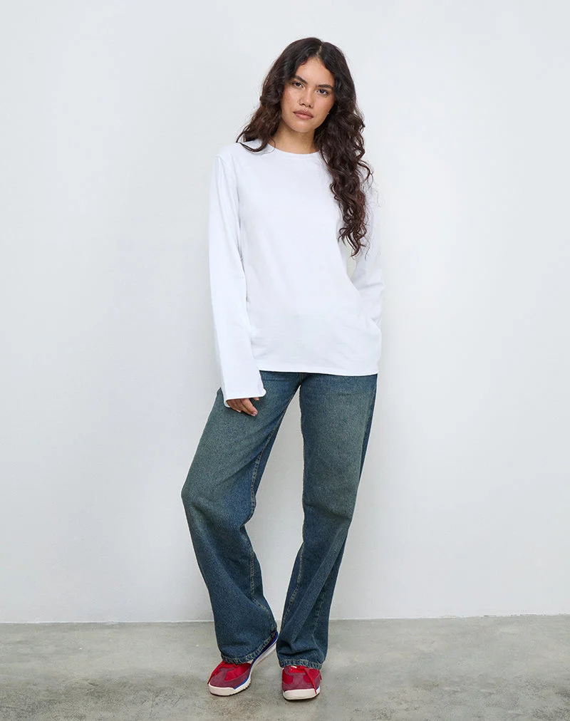OB Oversized Langarm-Top in Weiß