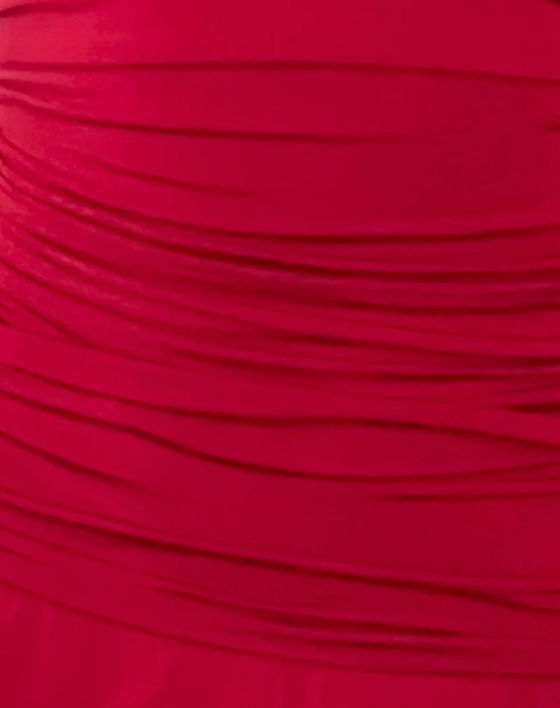 Bibi Bandeau-Minikleid mit Rollkragen in Rot
