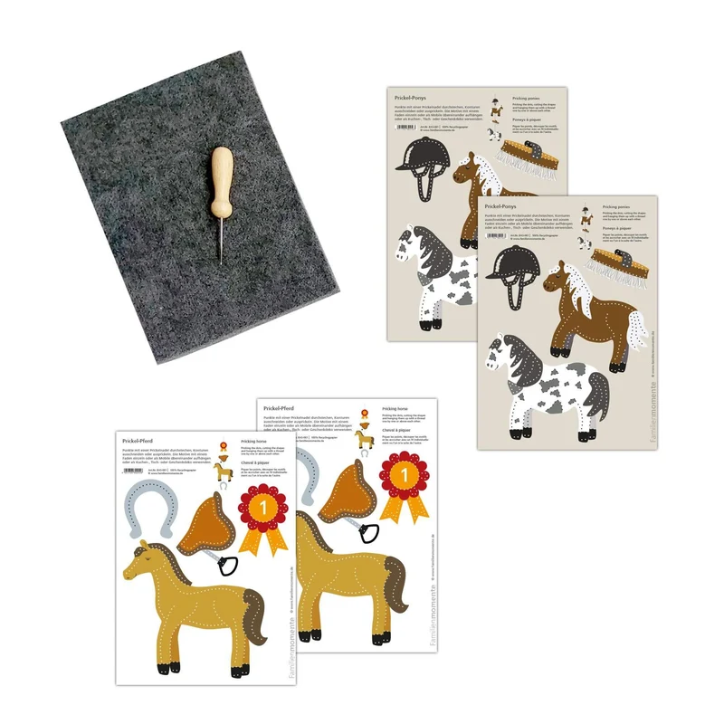 Prickeln für Kinder - Prickelset Pferde & Ponys