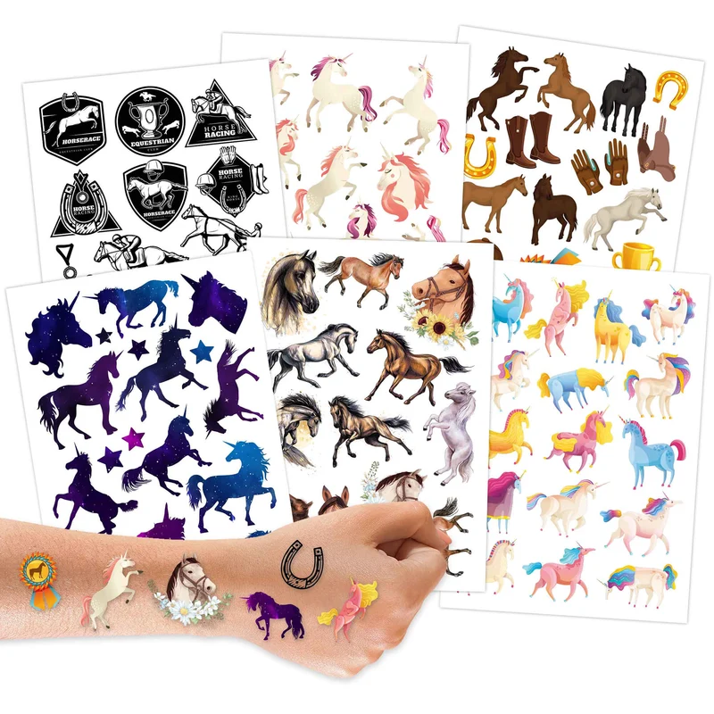 Papierdrachen Kindertattoos Pferde