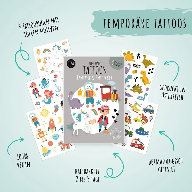 Kindertattoo-Set Fantasie & Entdecker