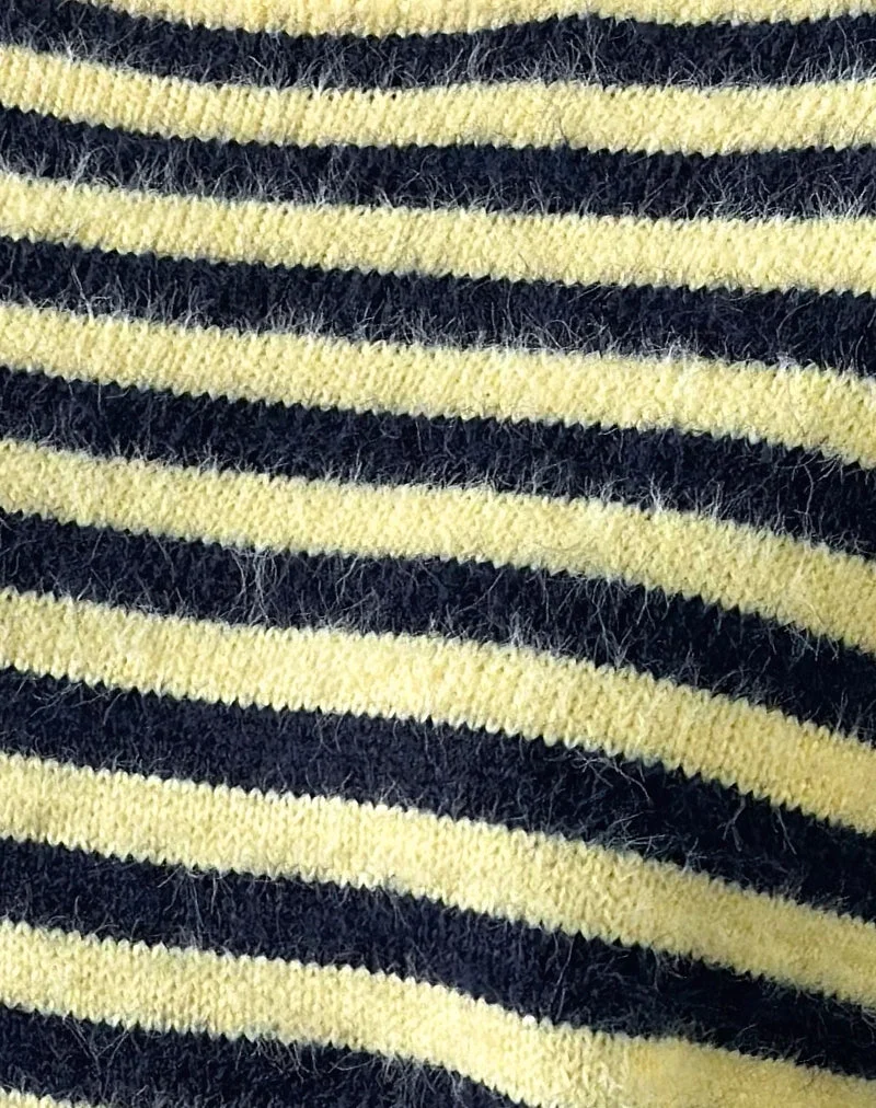 Zalo-Pullover aus gestreiftem Strick in Gelb und Marineblau