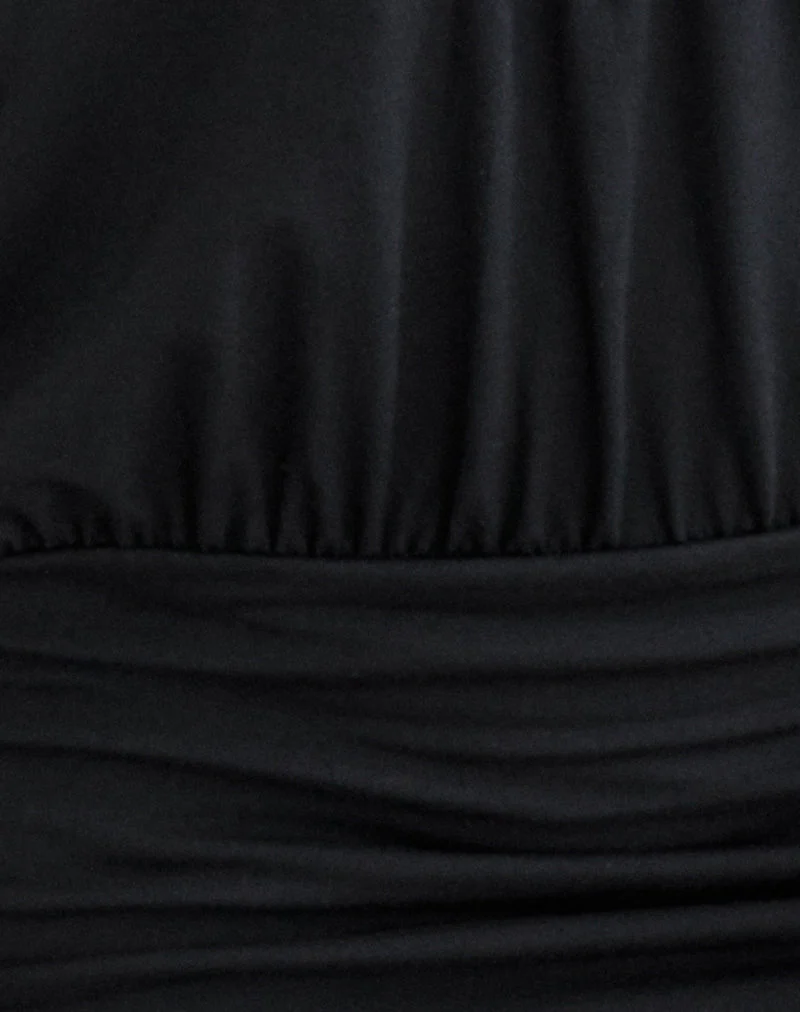Bede Minikleid mit langen Ärmeln und tiefem Ausschnitt in Schwarz