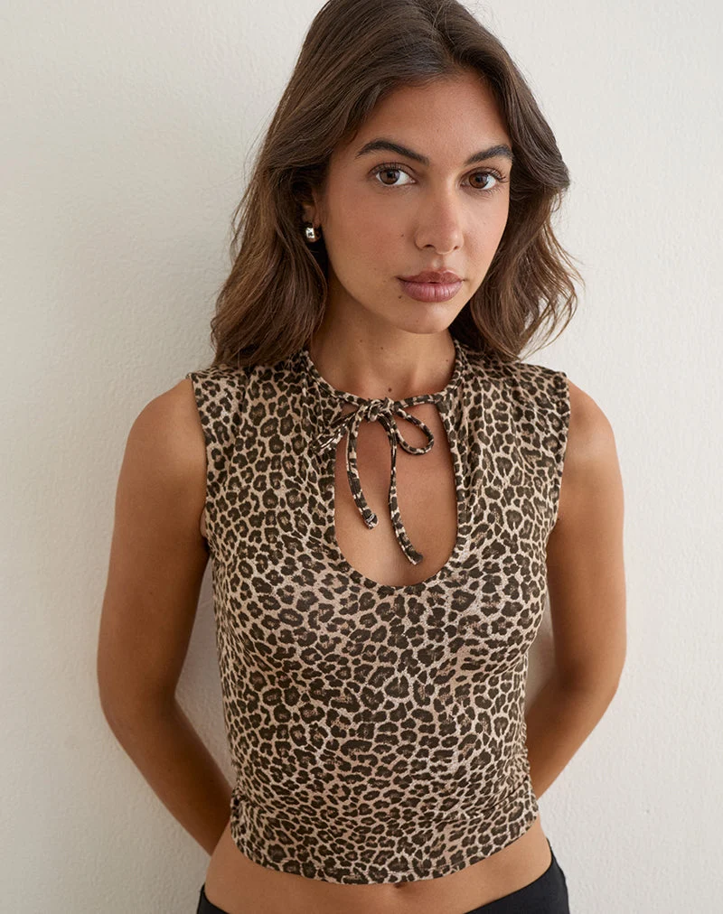 Ernesta-Top in Rar Leopard Brown