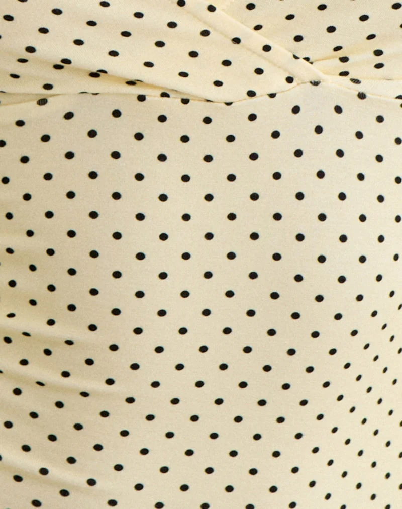 Lobos Crossover-Top in Buttergelb mit winzigen Polka-Punkten