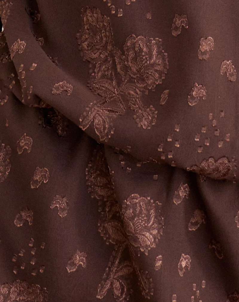 Alaia Minikleid aus braunem Chiffon mit Blumen-Jacquardmuster
