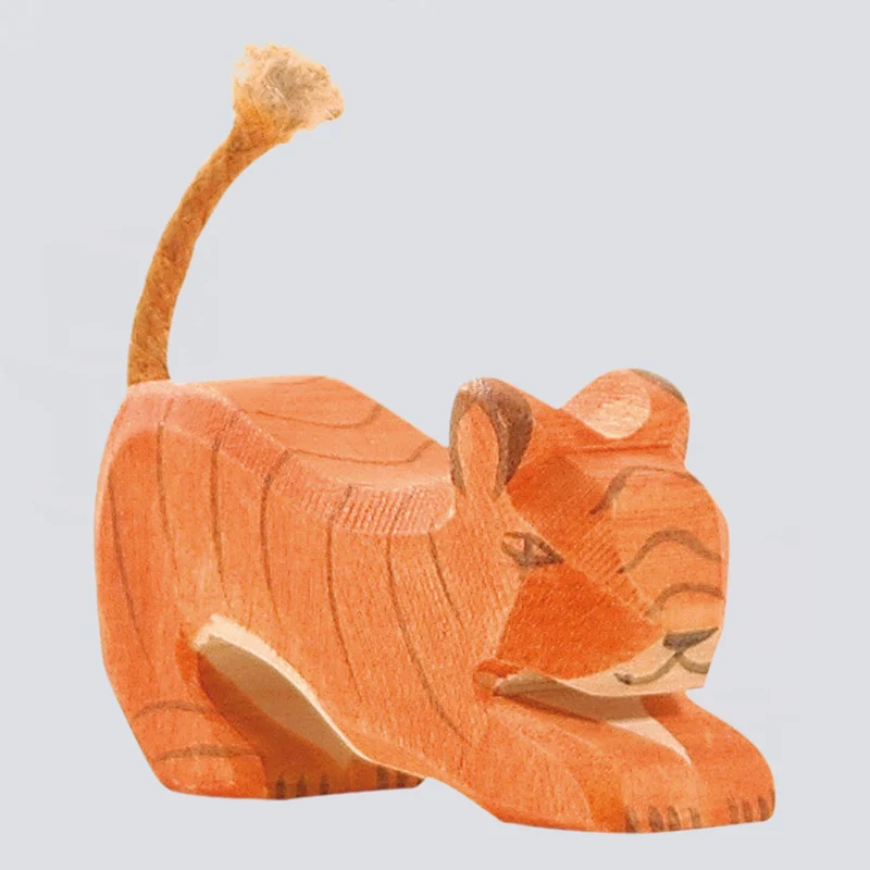 Ostheimer Holzfigur Tiger klein lauernd