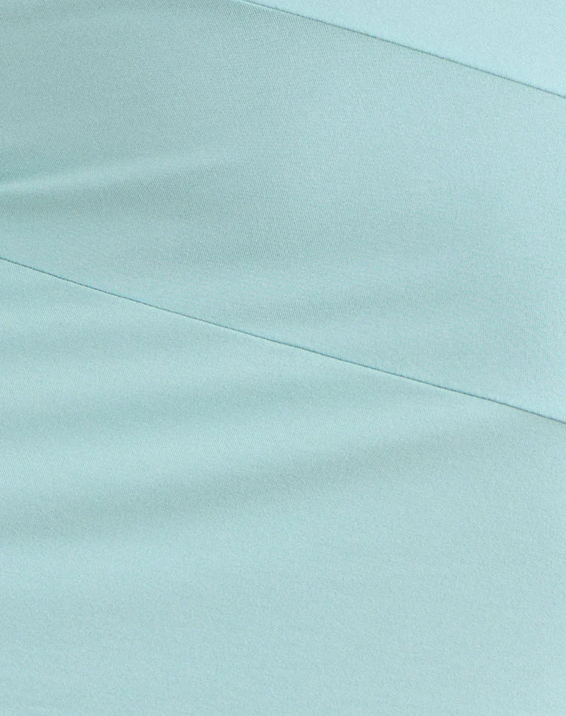 Asymmetrischer Minirock „Brix“ aus Jersey mit breitem Bund in Aqua